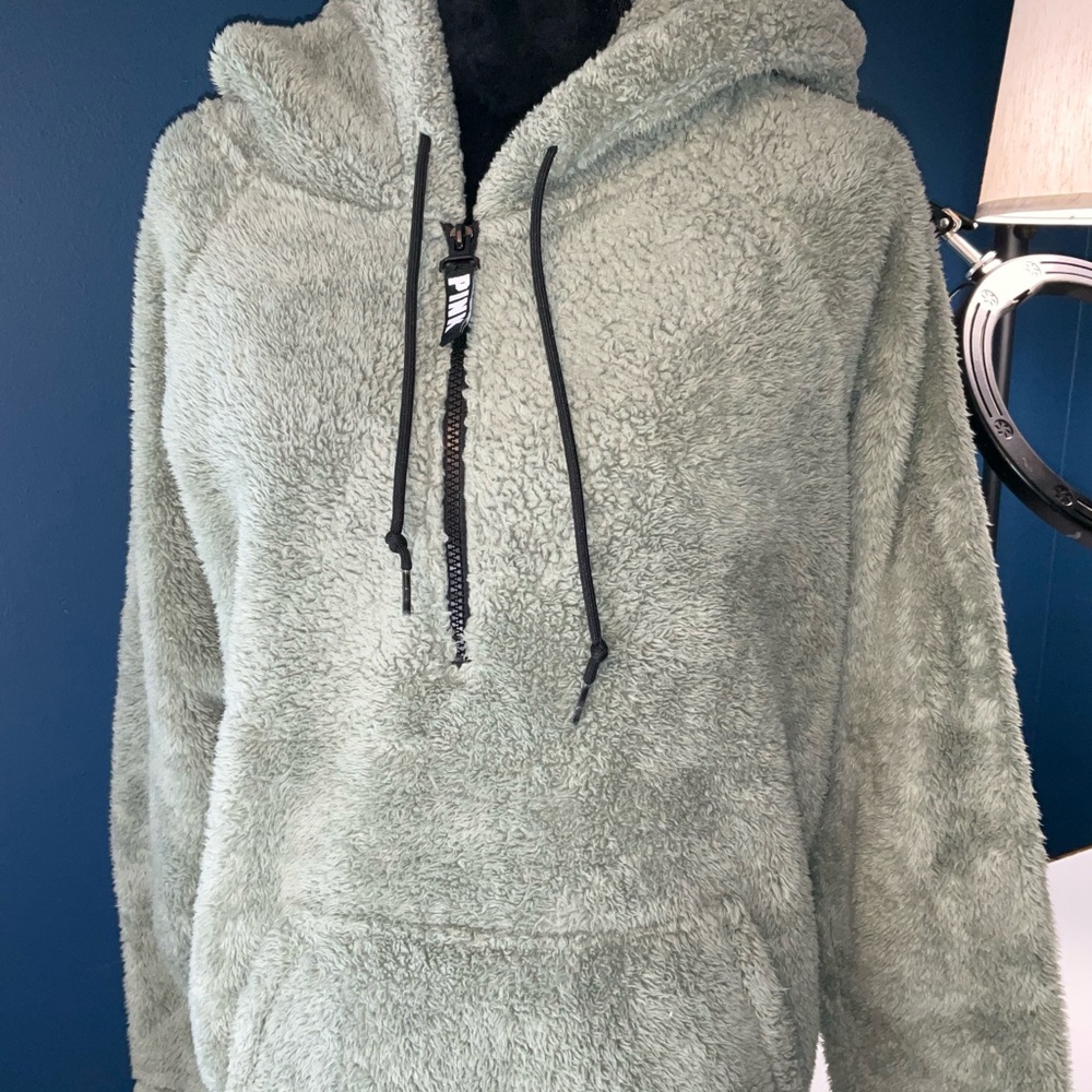 PINK Victoria's Secret Sage Green Fleece Hoodie